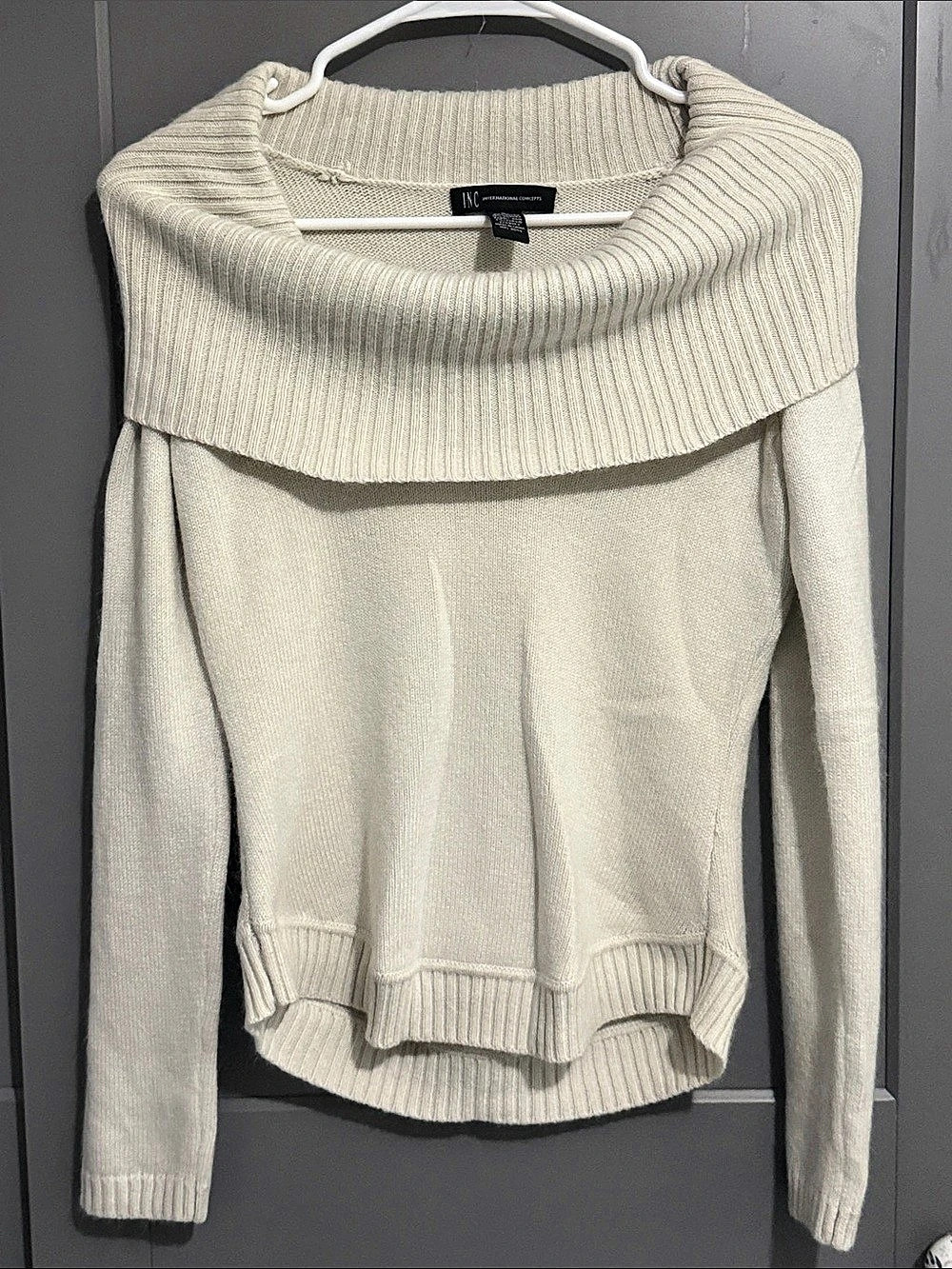 INC International Concepts Cowl Neck Sweater in Cream Size Medium
